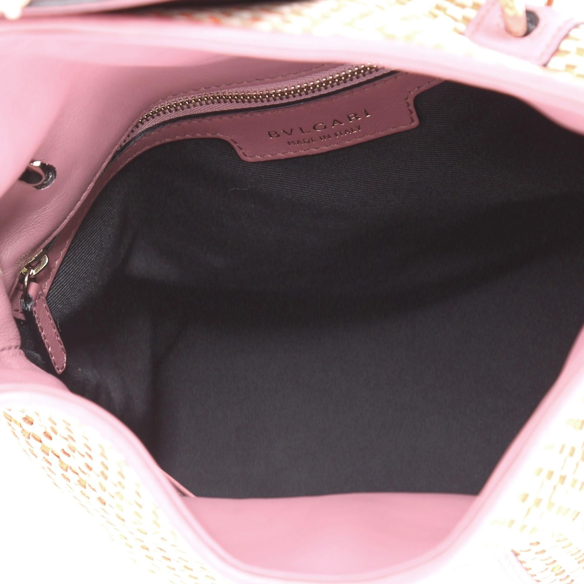 Bvlgari Leoni Top Handle Bag Woven Straw with Leather Medium In Excellent Condition In NY, NY