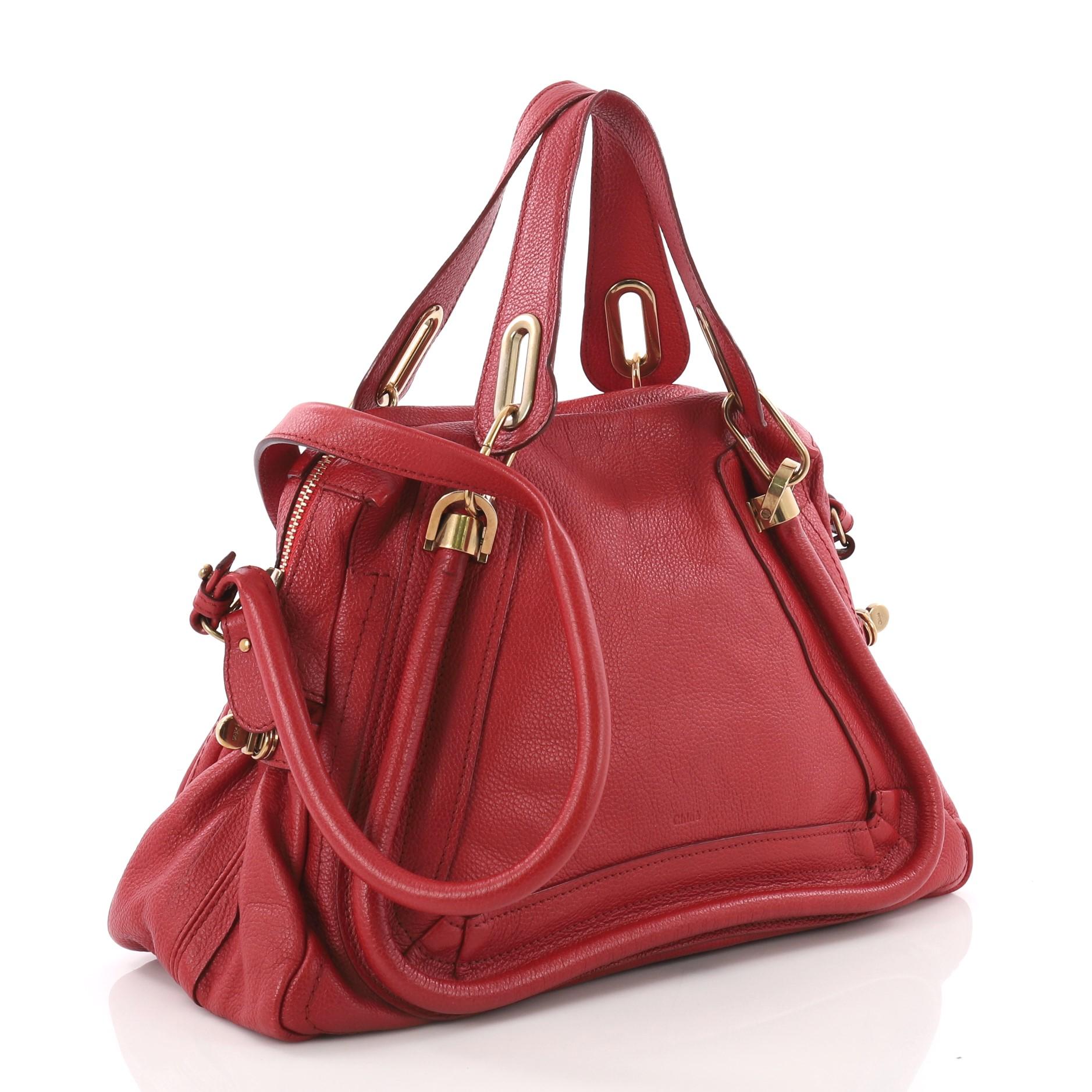 Red Chloe Paraty Top Handle Bag Leather Medium 