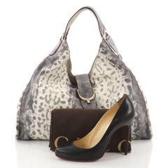 Gucci Soft Stirrup Tote Karung Embossed Leather Large