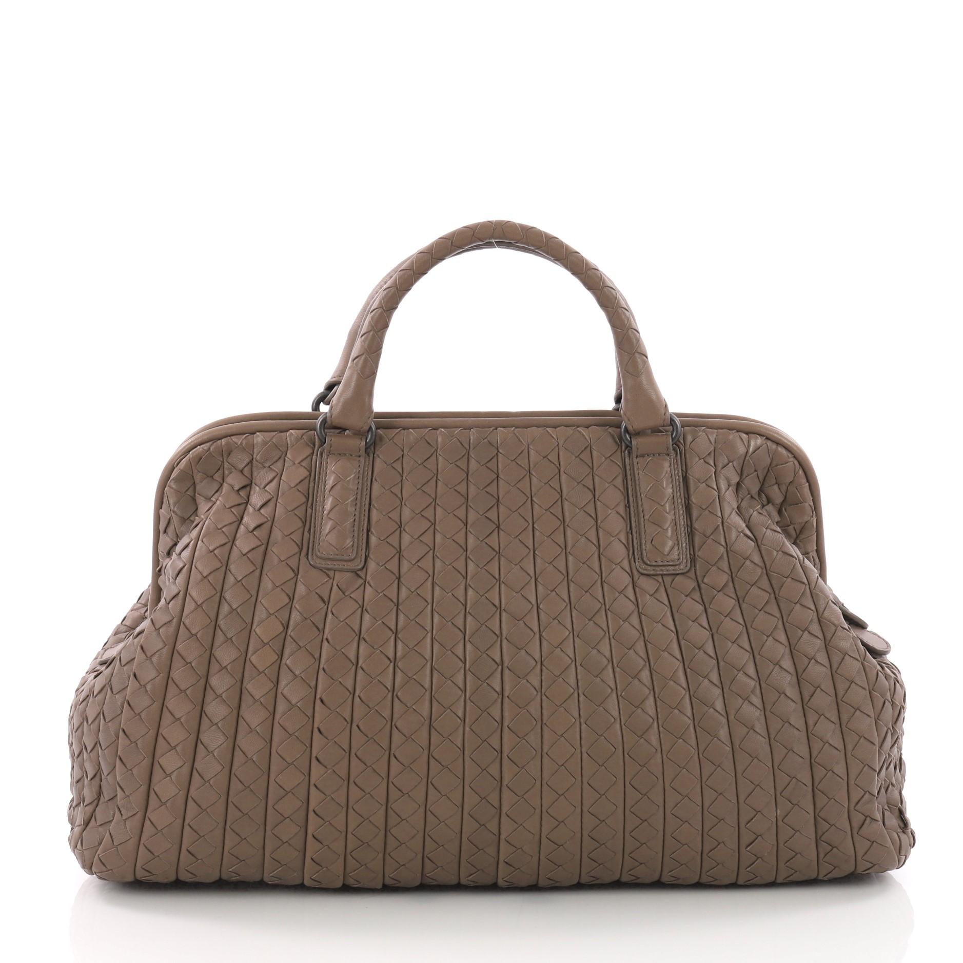 Bottega Veneta Top Handle Frame Bag Intrecciato Nappa Large In Good Condition In NY, NY