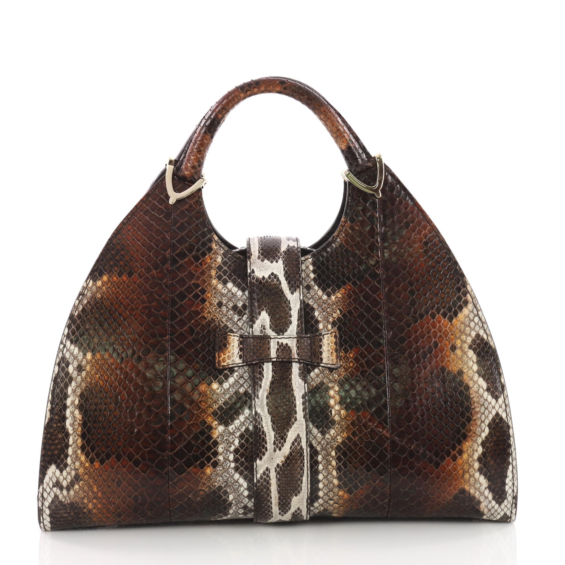 Gucci Stirrup Top Handle Bag Python Large In Good Condition In NY, NY