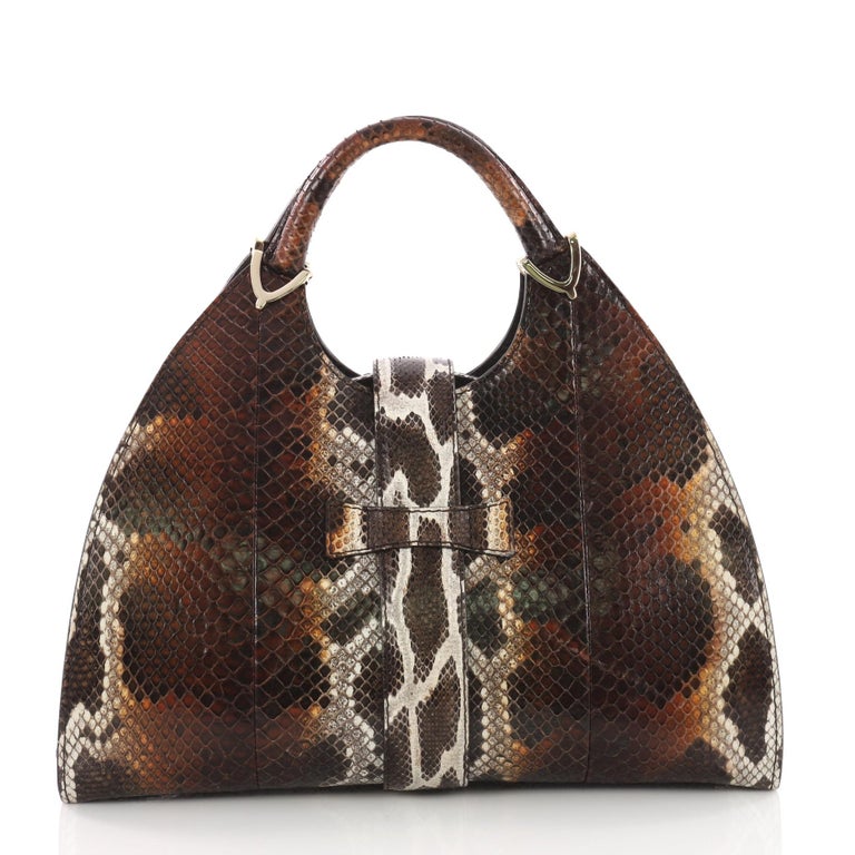 Gucci Stirrup Top Handle Bag Python Large at 1stDibs