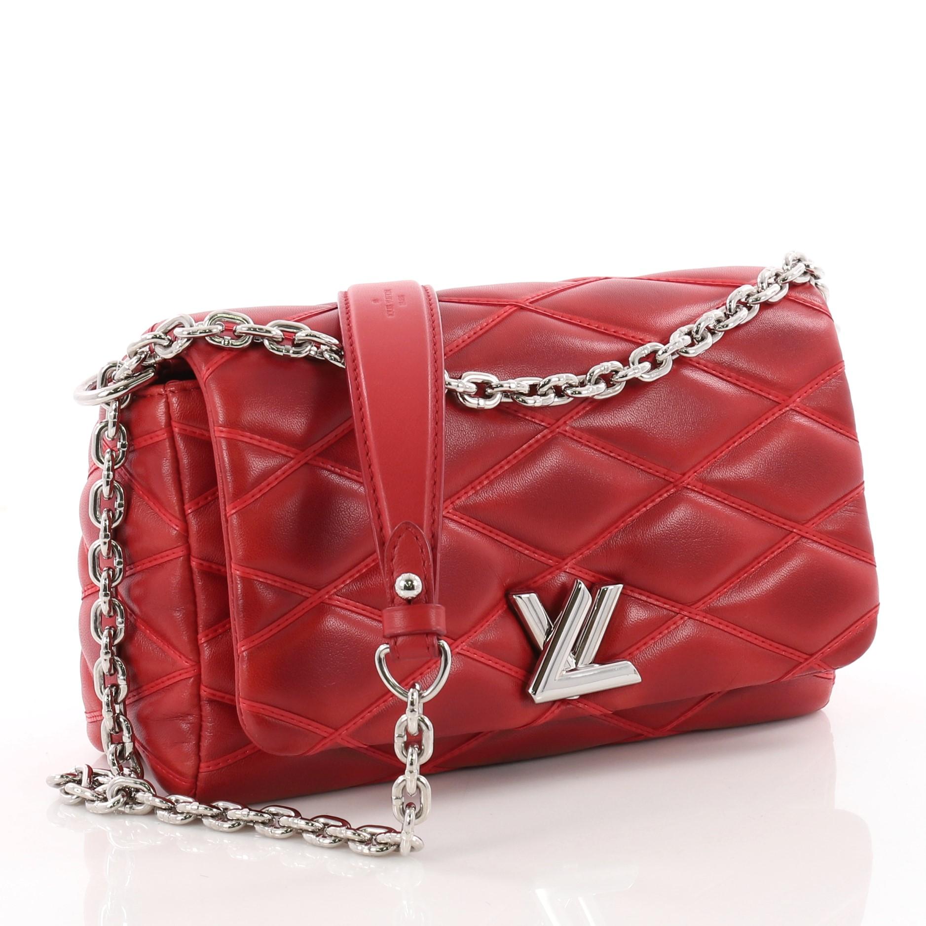 Red Louis Vuitton GO-14 Handbag Malletage Leather PM