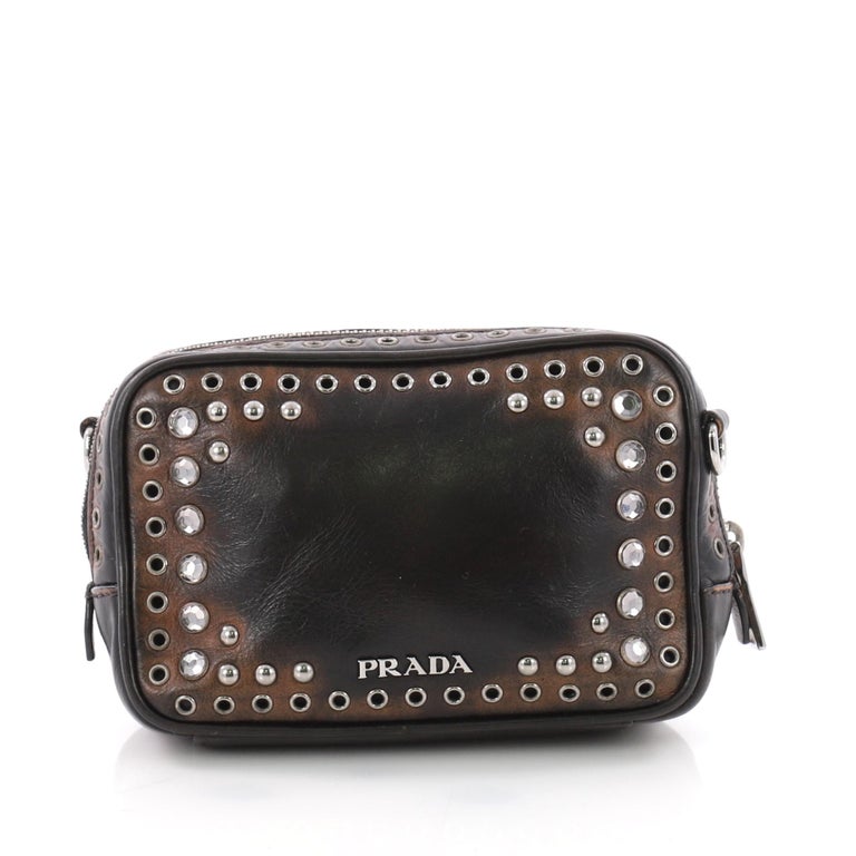 Prada Zip Crossbody Bag Studded Vitello Vintage Mini at 1stDibs prada studded nylon bag, prada