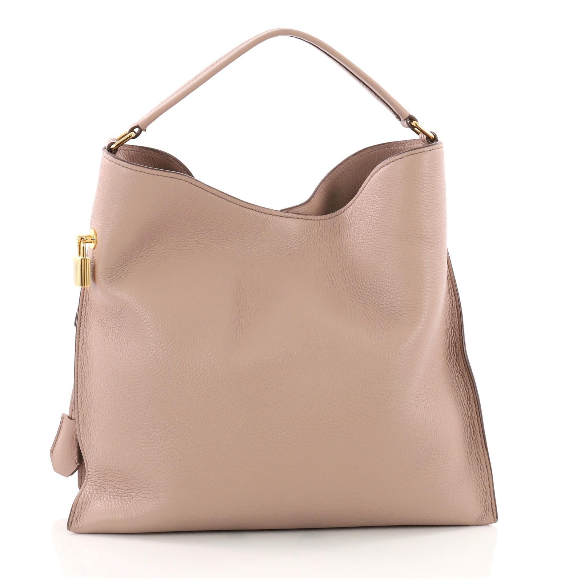 Beige Tom Ford Alix Hobo Leather Small