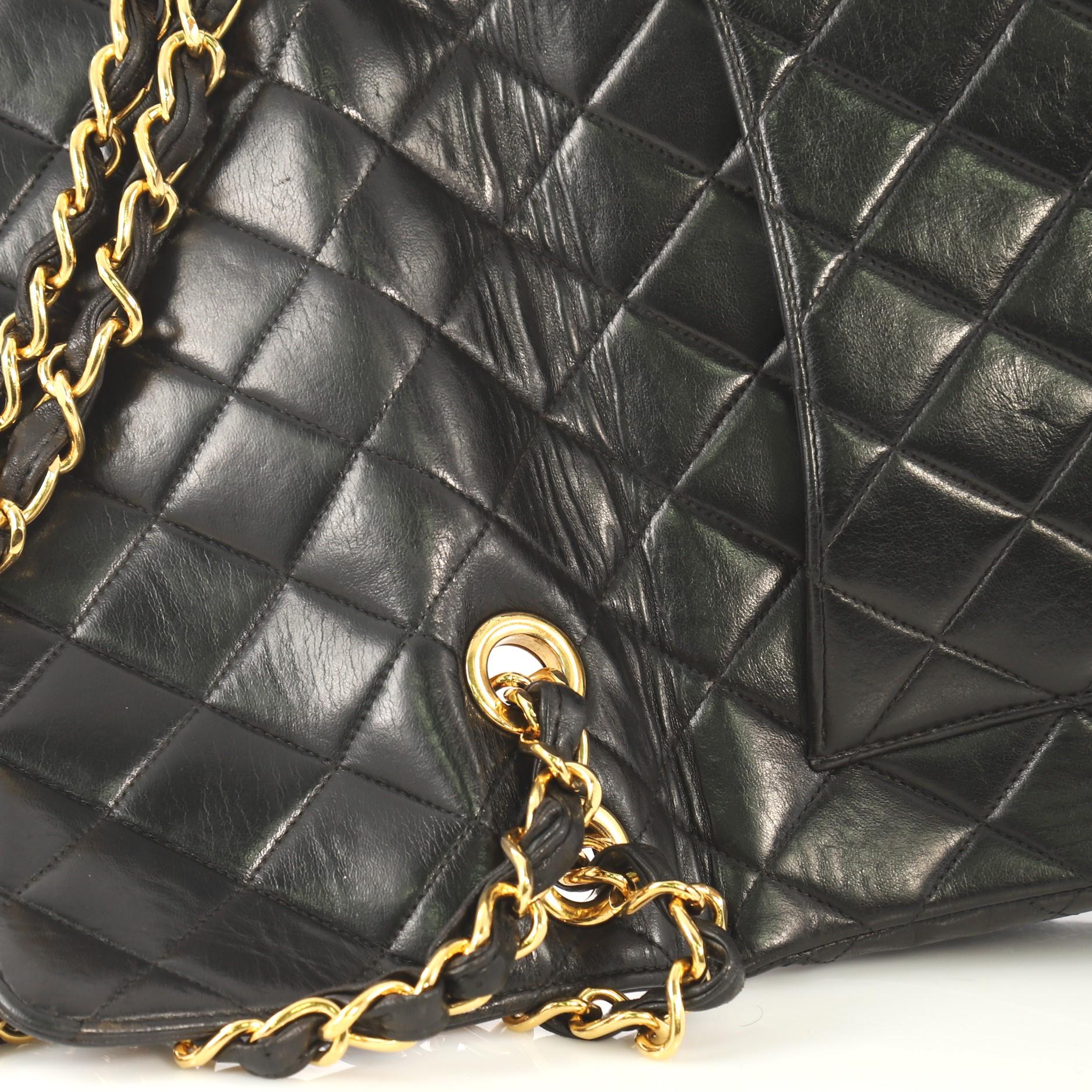 Chanel Vintage Square Flap Bag Quilted Lambskin Jumbo 4