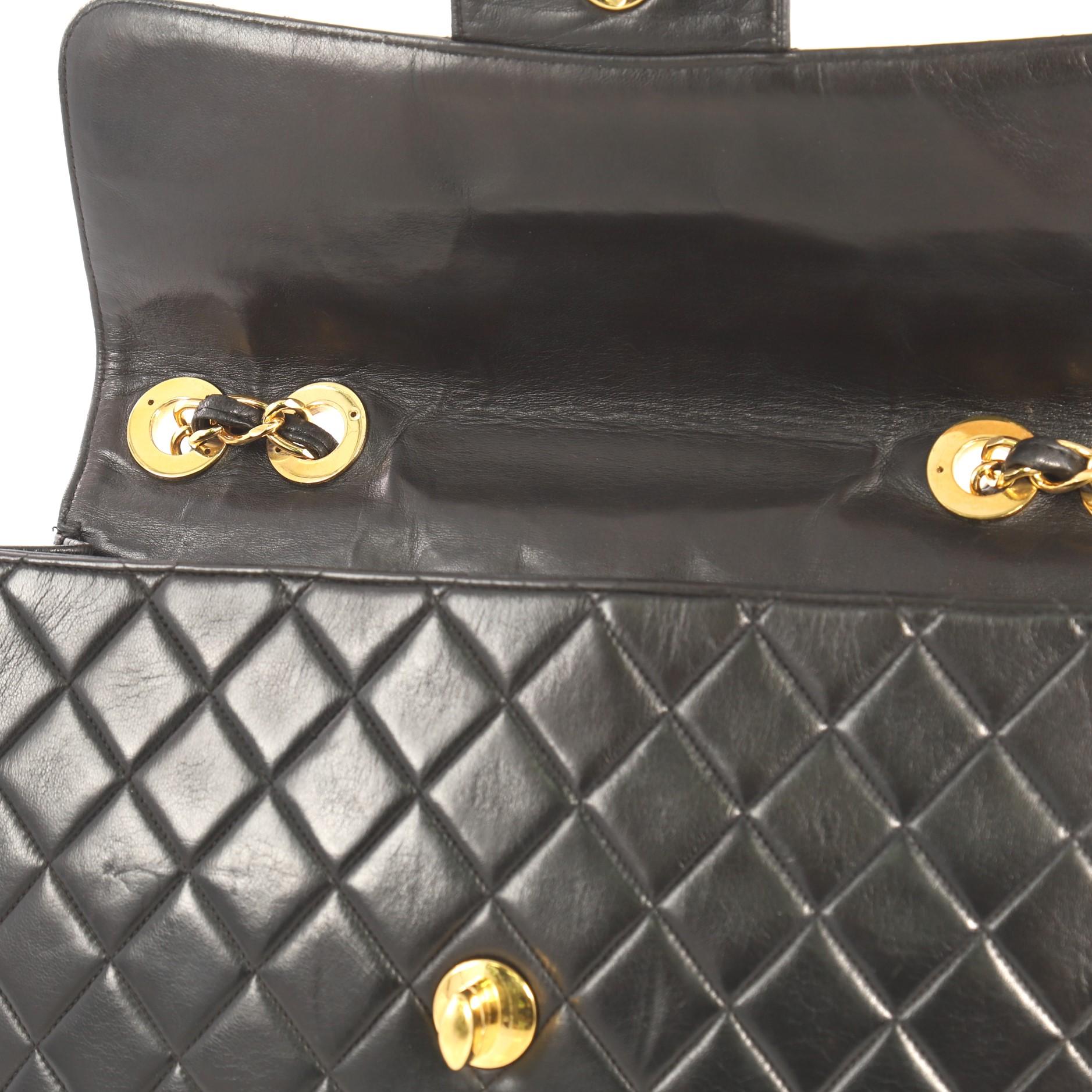 Chanel Vintage Square Flap Bag Quilted Lambskin Jumbo 2