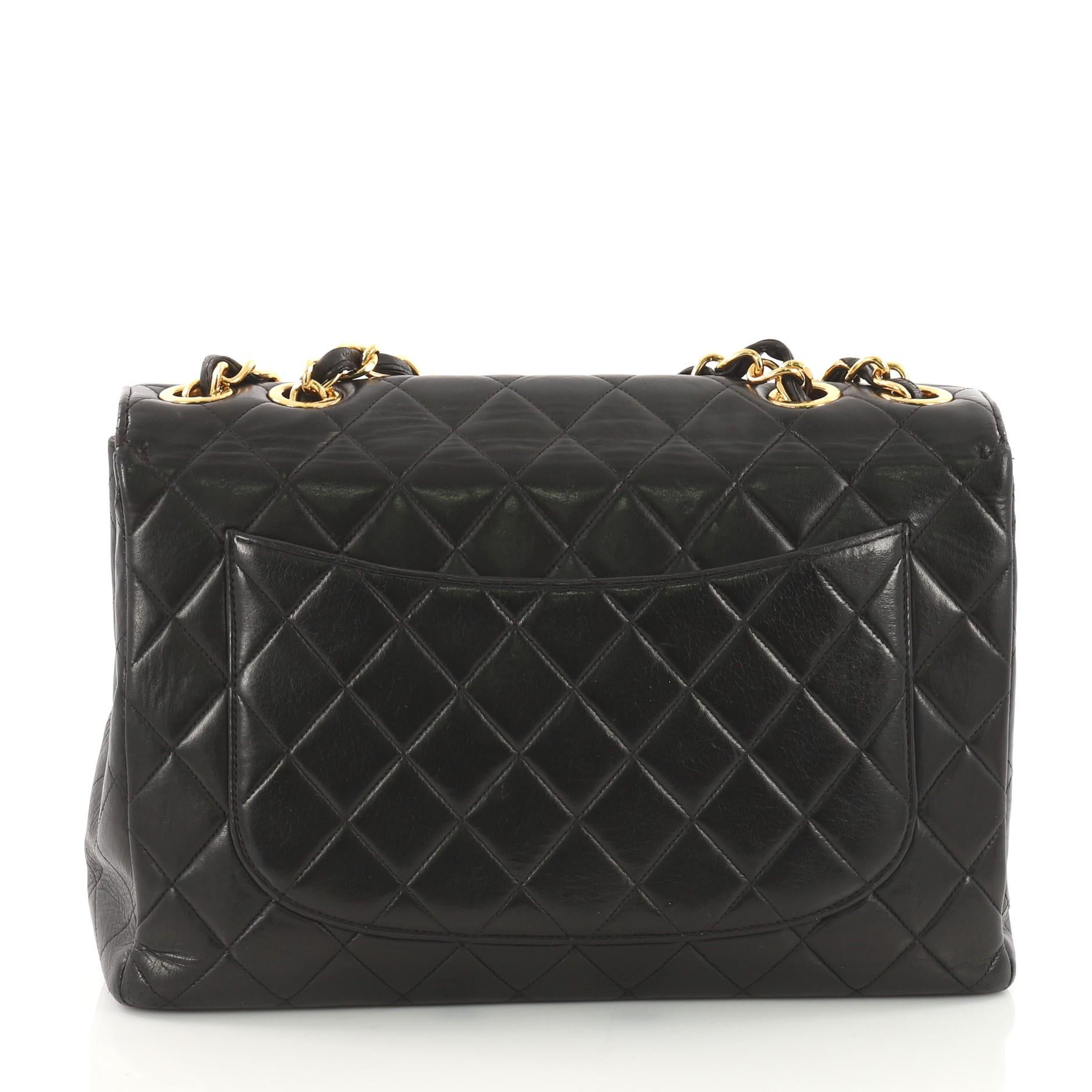 Chanel Vintage Square Flap Bag Quilted Lambskin Jumbo In Good Condition In NY, NY