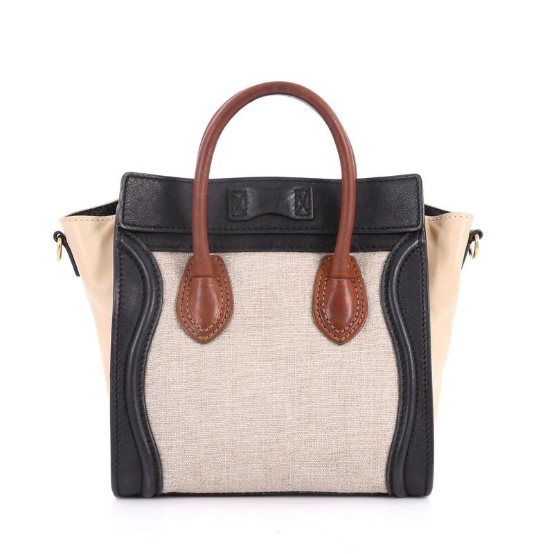 Celine Tricolor Luggage Handbag Canvas and Leather Nano In Fair Condition In NY, NY