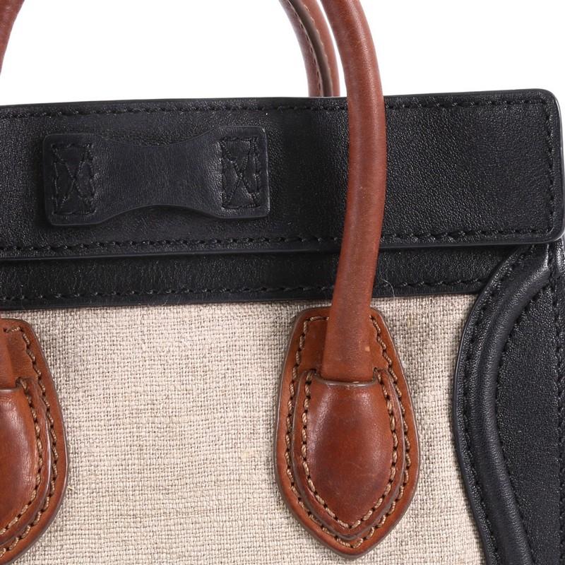 Celine Tricolor Luggage Handbag Canvas and Leather Nano 2