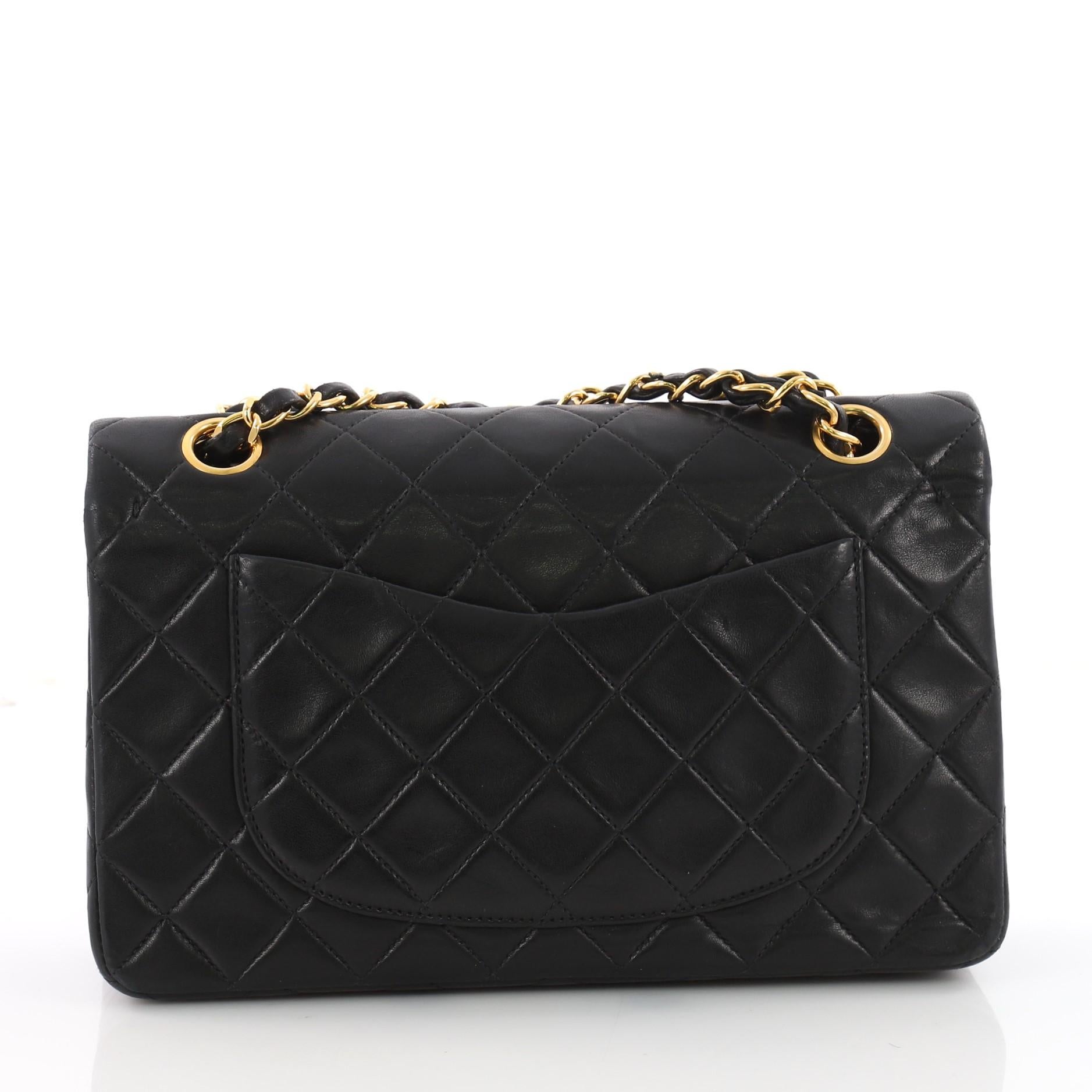 Chanel Vintage Classic Double Flap Bag Quilted Lambskin Small  In Good Condition In NY, NY