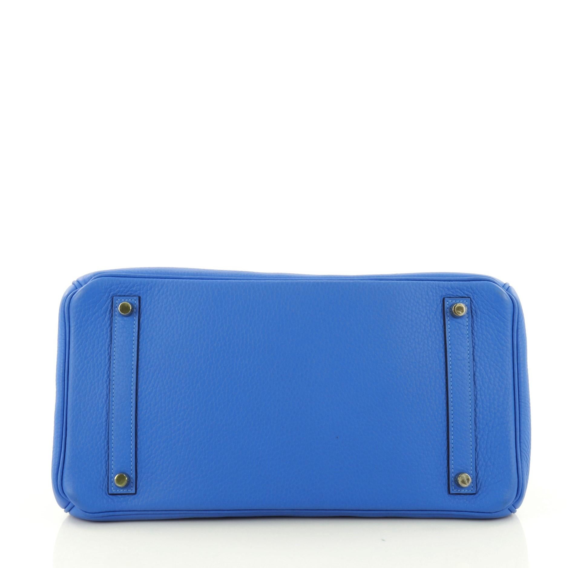 Hermes Birkin Handbag Bleu Hydra Clemence with Gold Hardware 35 In Good Condition In NY, NY