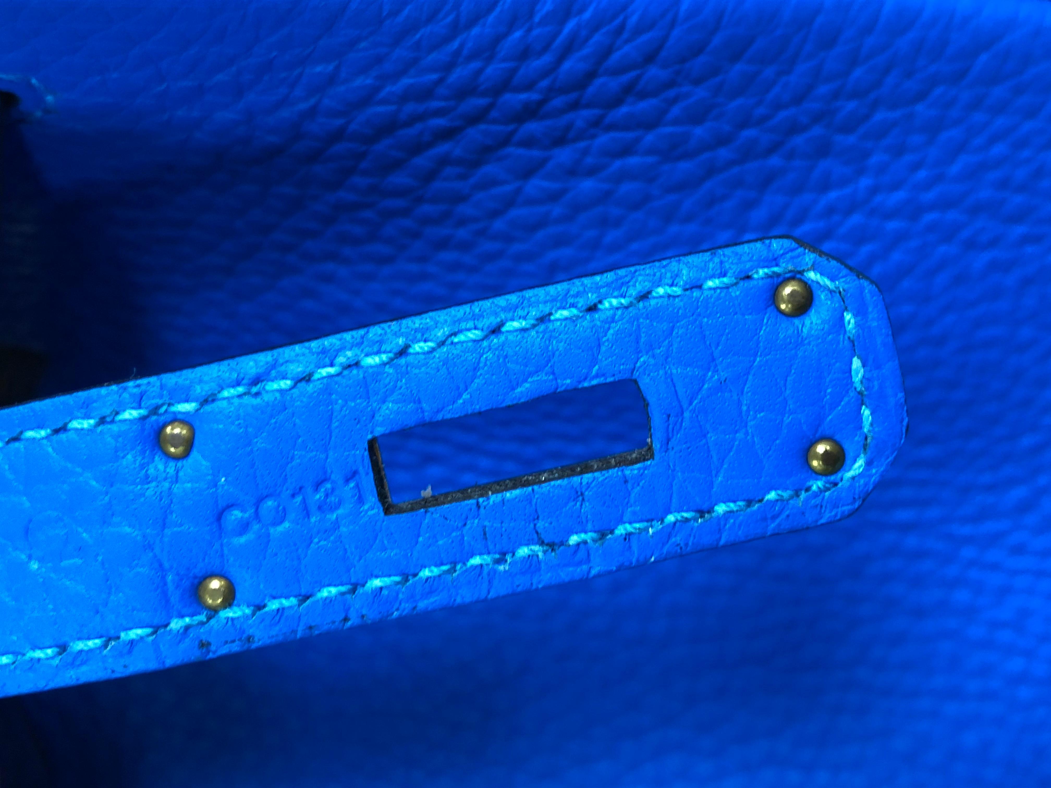 Hermes Birkin Handbag Bleu Hydra Clemence with Gold Hardware 35 3
