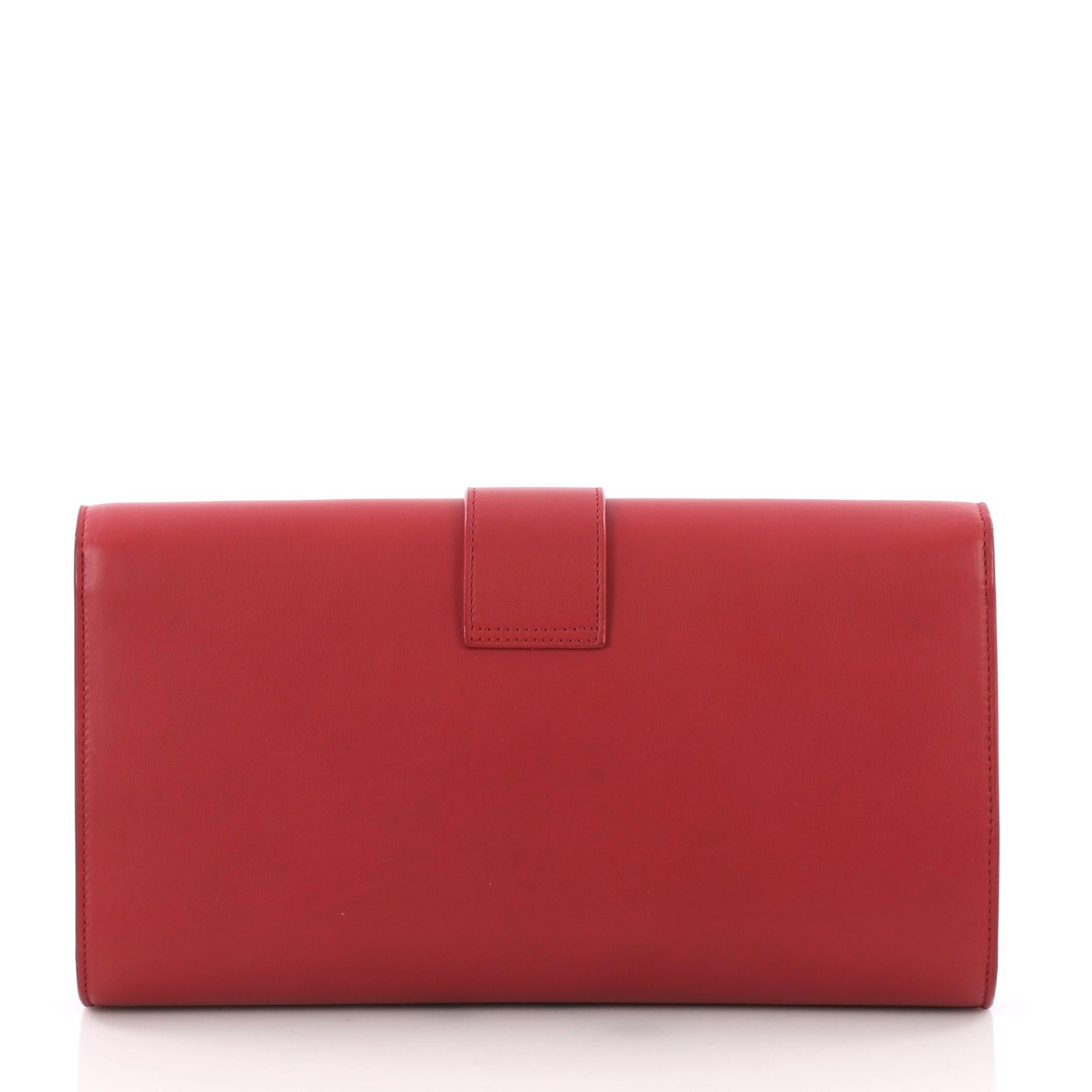 Red Saint Laurent Chyc Clutch Leather