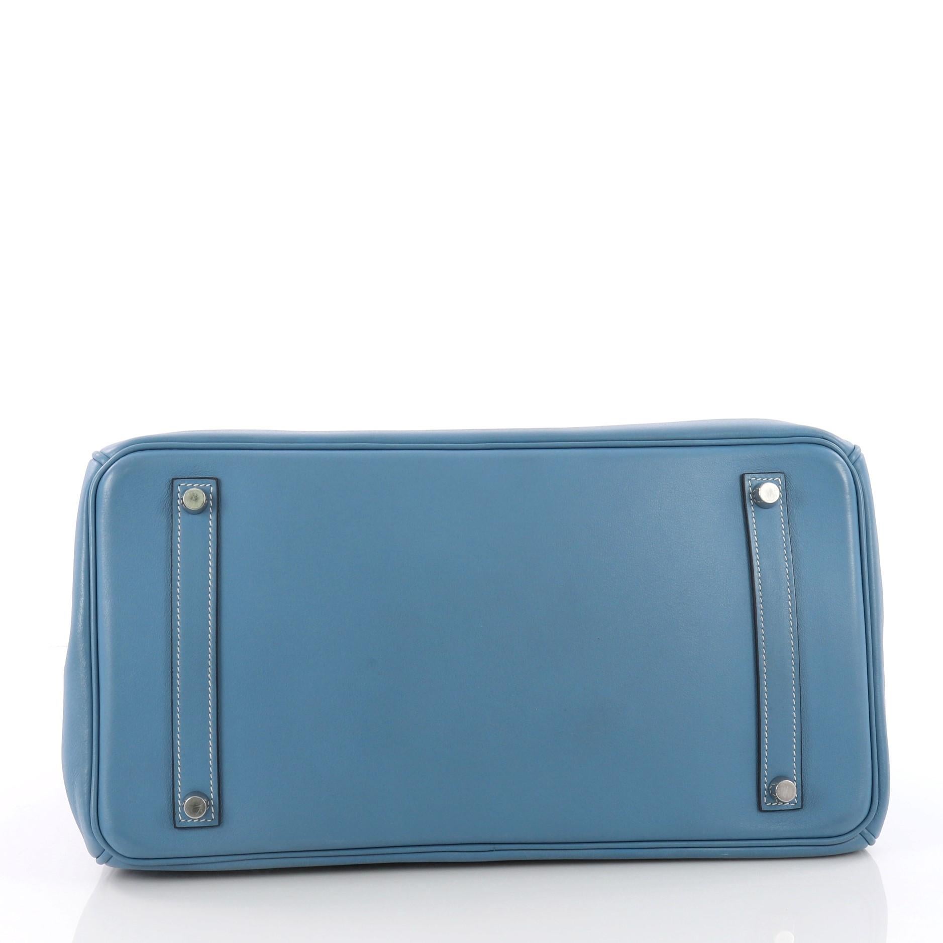 Hermes Birkin Handbag Blue Jean Swift with Palladium Hardware 35 1