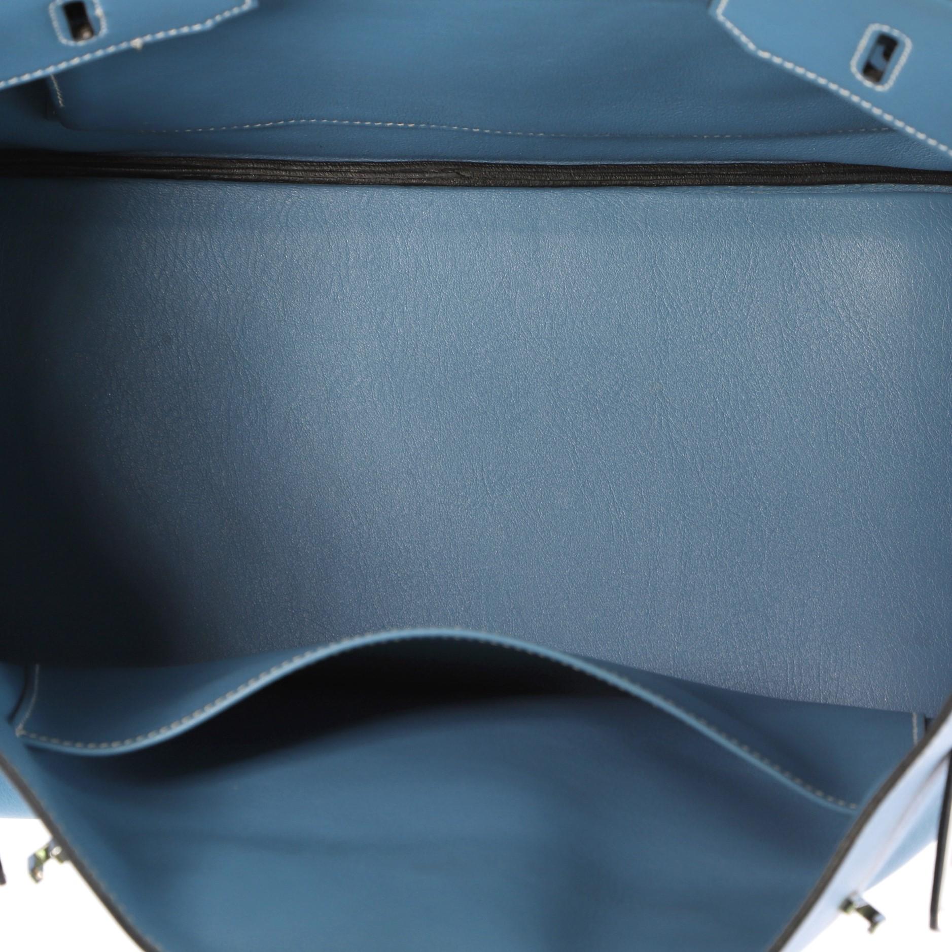 Hermes Birkin Handbag Blue Jean Swift with Palladium Hardware 35 6