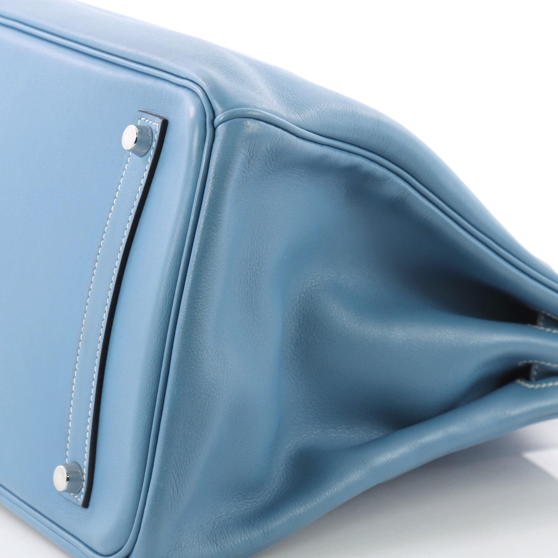 Hermes Birkin Handbag Blue Jean Swift with Palladium Hardware 35 3