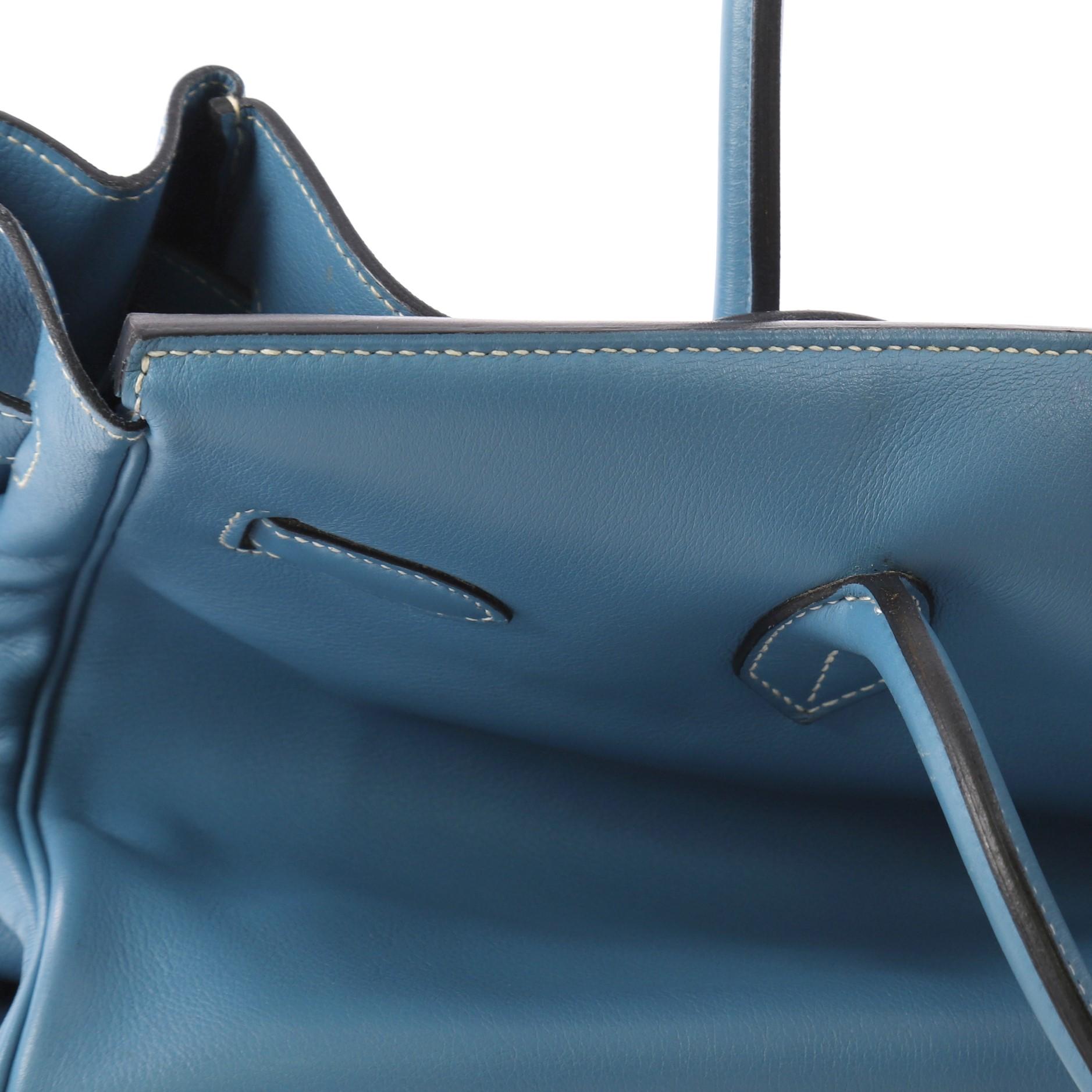 Hermes Birkin Handbag Blue Jean Swift with Palladium Hardware 35 4
