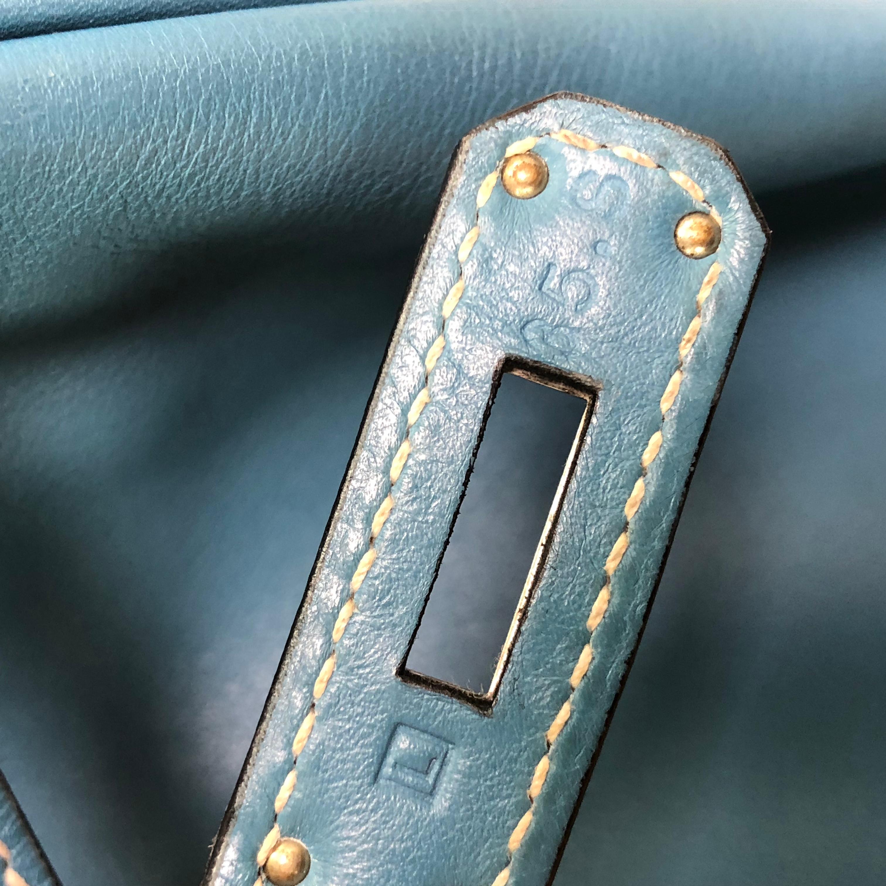 Hermes Birkin Handbag Blue Jean Swift with Palladium Hardware 35 7