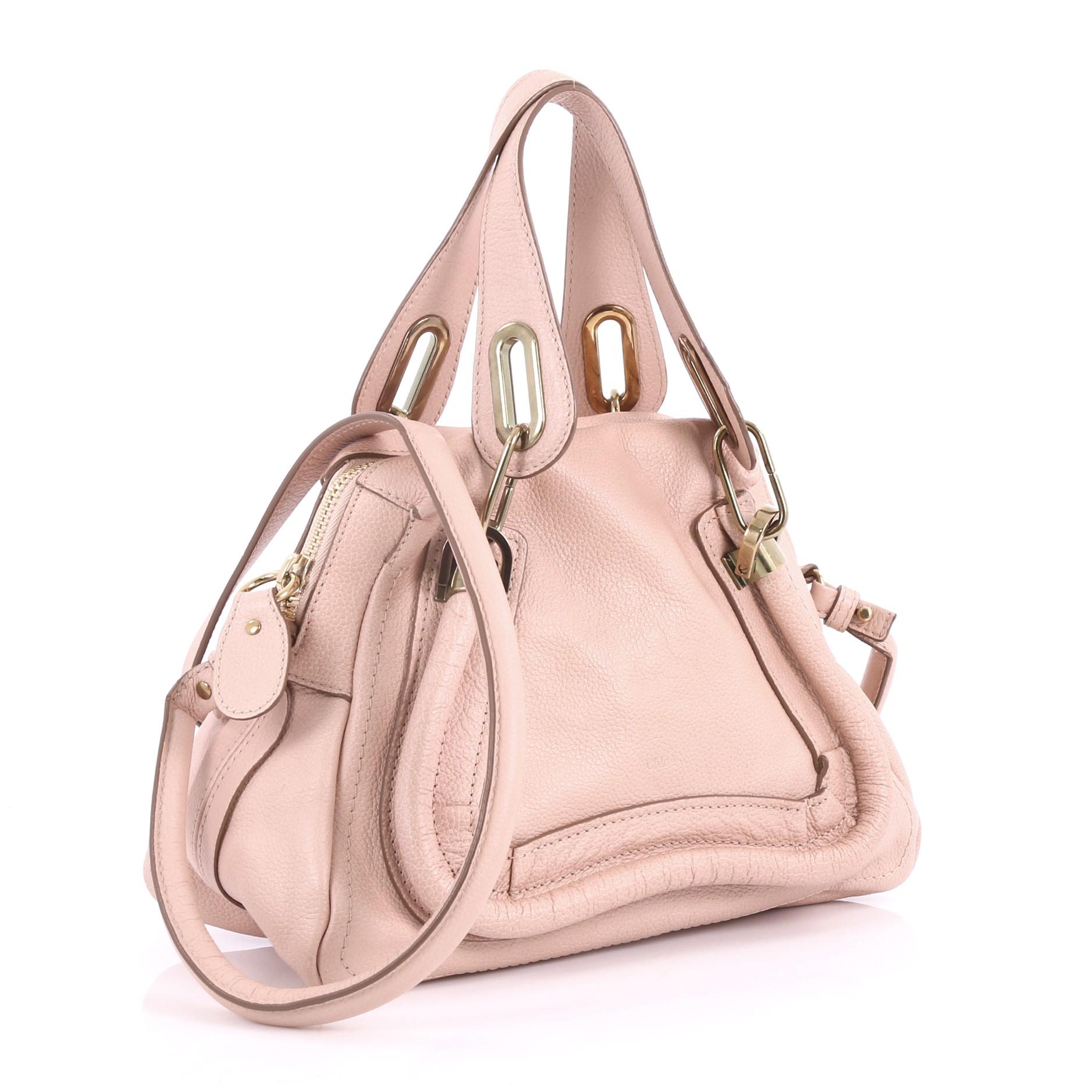 Beige Chloe Paraty Top Handle Bag Leather Small