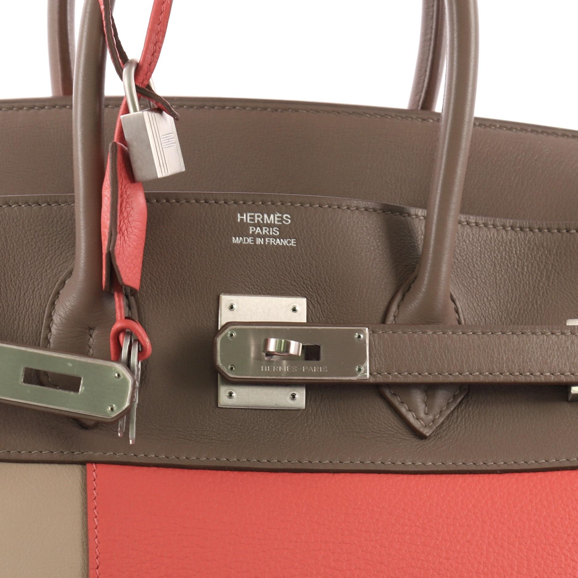 Hermes Birkin Handbag Tricolor Clemence and Swift with Brushed Palladium  2