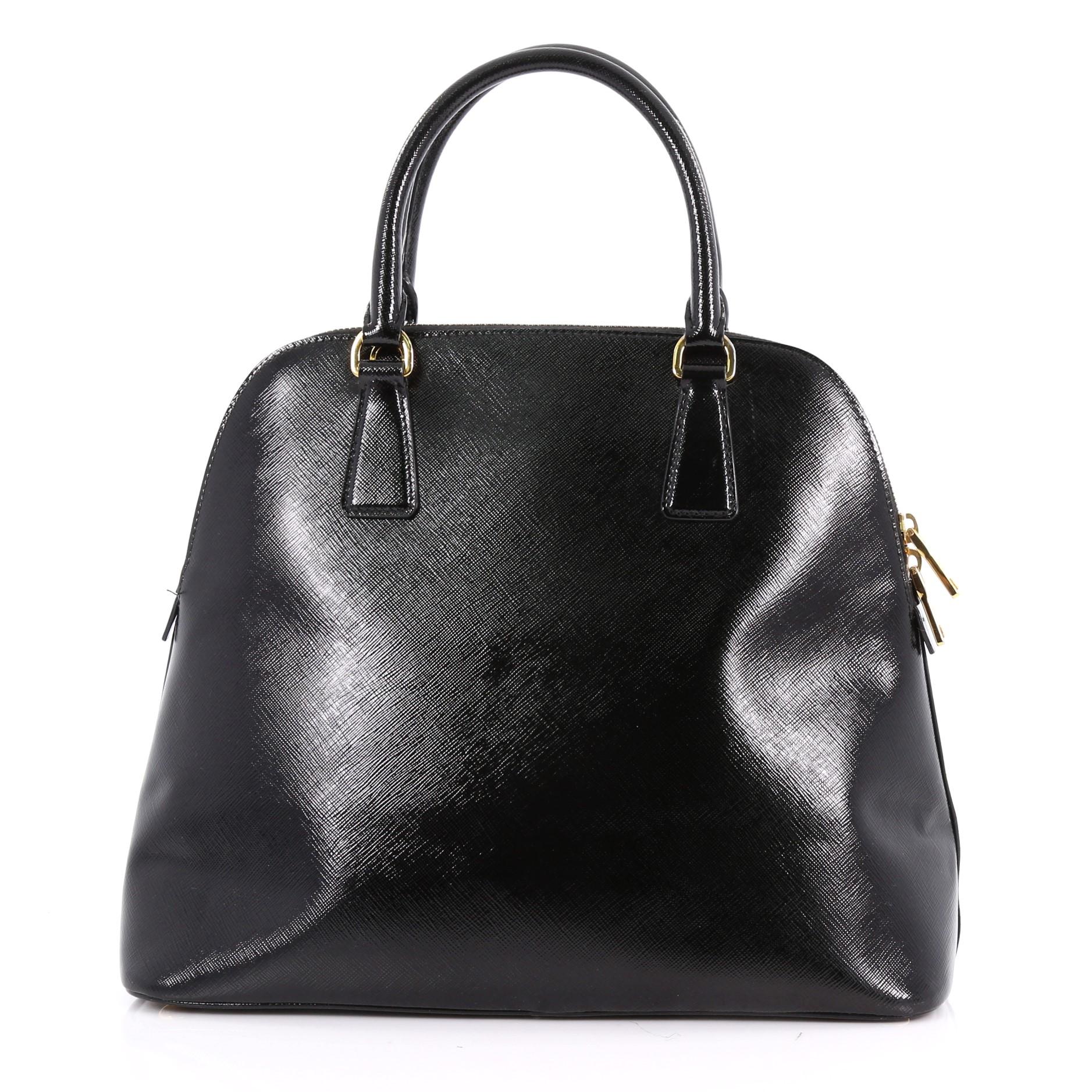 Prada Zip Around Convertible Dome Satchel Vernice Saffiano Leather North South In Good Condition In NY, NY
