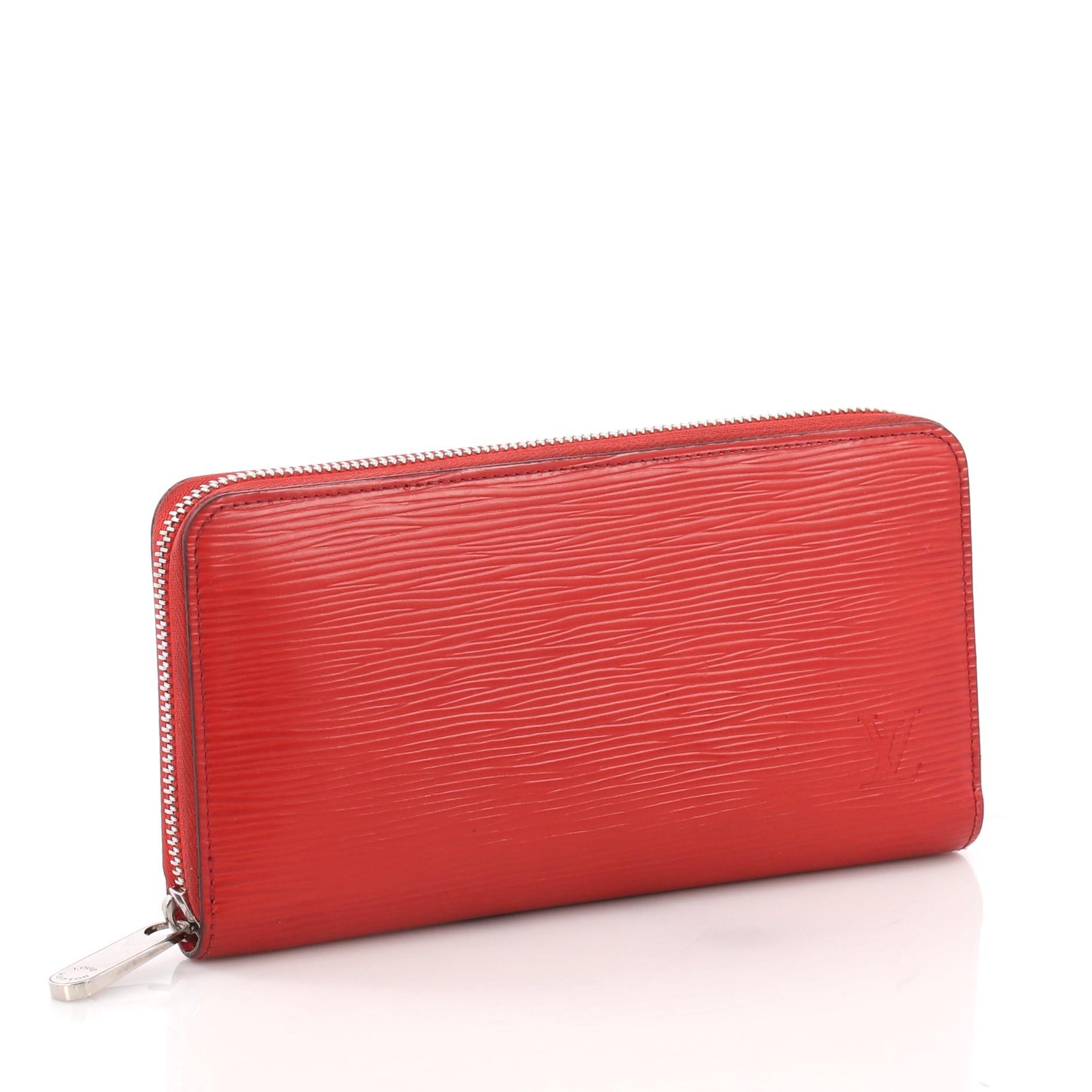 Red Louis Vuitton Zippy Wallet Epi Leather