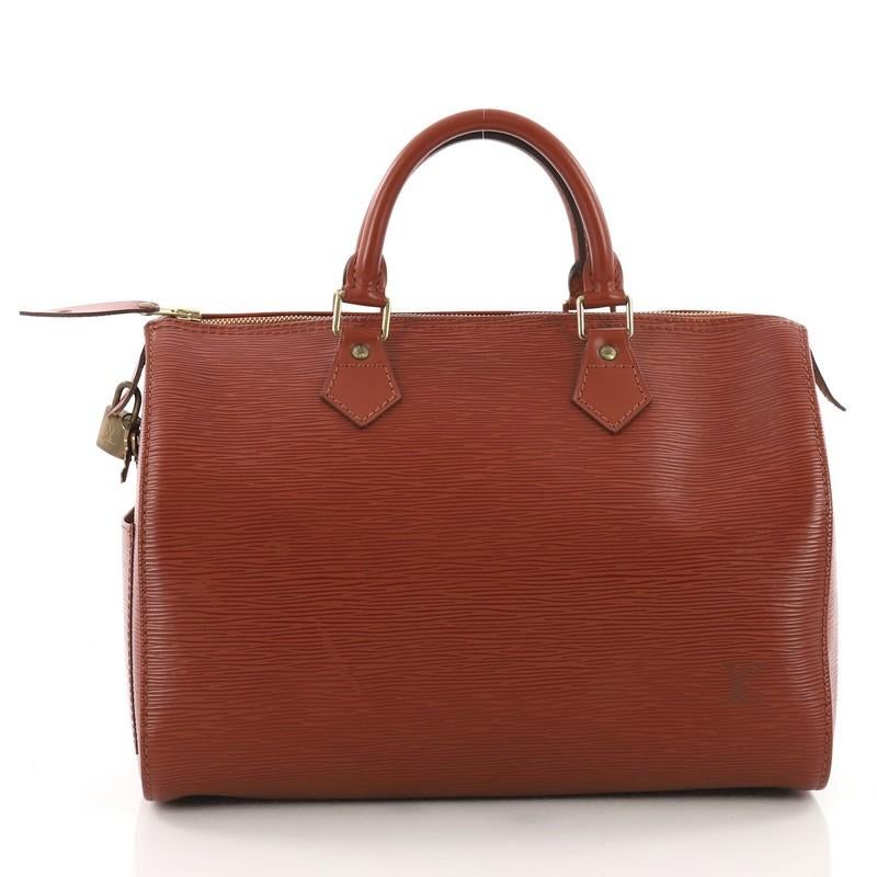 Brown Louis Vuitton Speedy Handbag Epi Leather 30