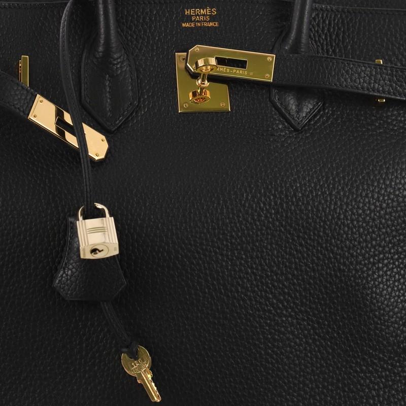 Hermes Birkin Handbag Black Clemence with Gold Hardware 35  3