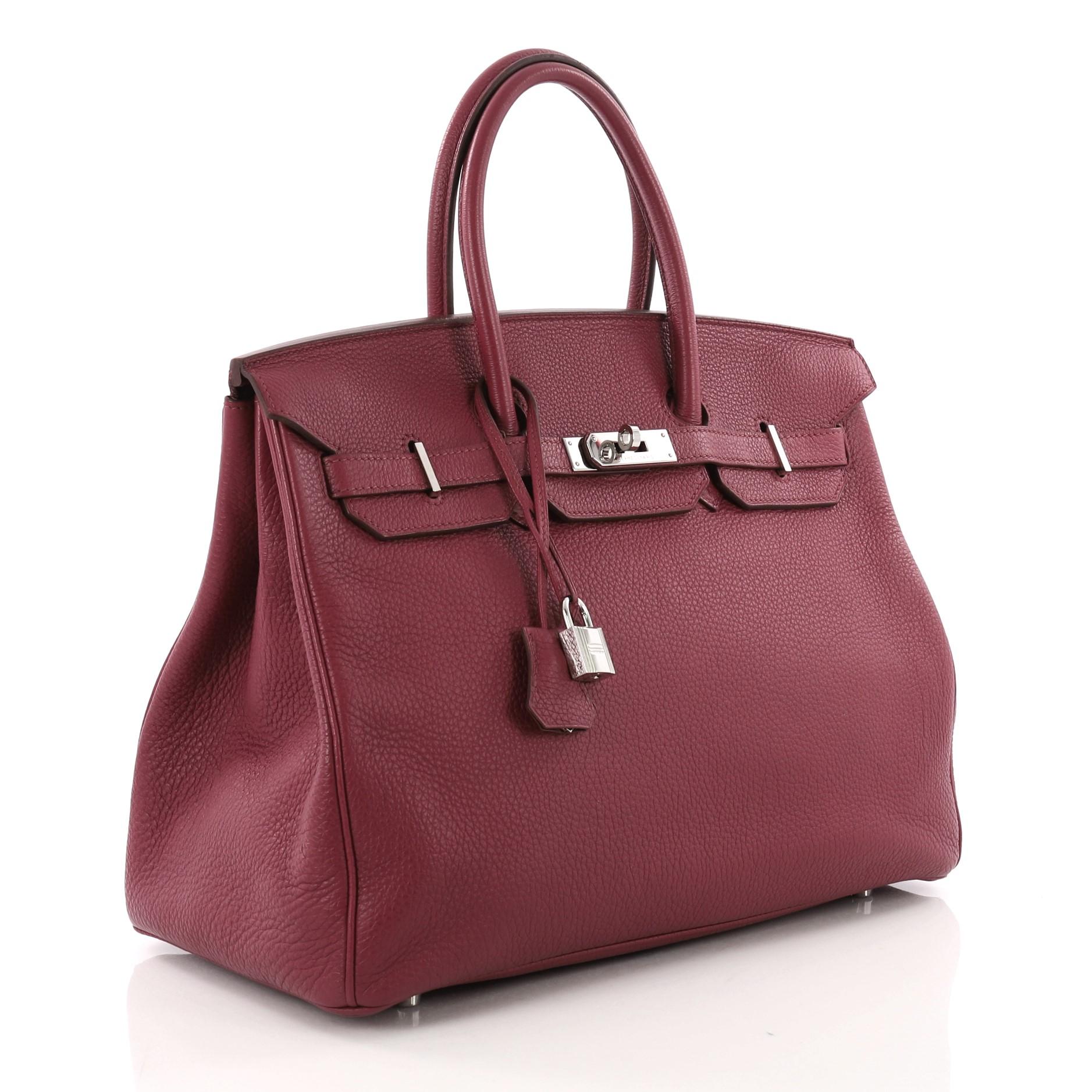 Brown Hermes Birkin Handbag Rubis Togo with Palladium Hardware 355