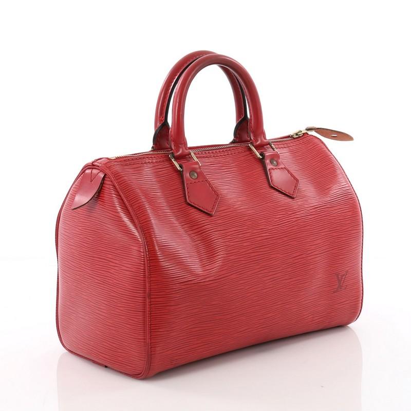 Red Louis Vuitton Speedy Handbag Epi Leather 25