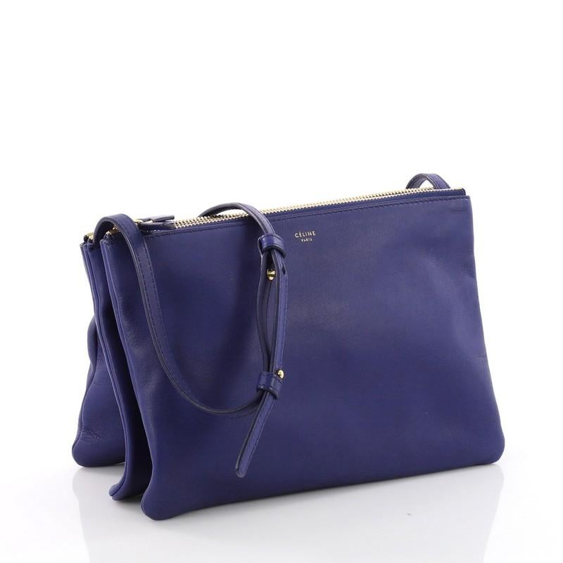 Purple Celine Trio Crossbody Bag Leather Large