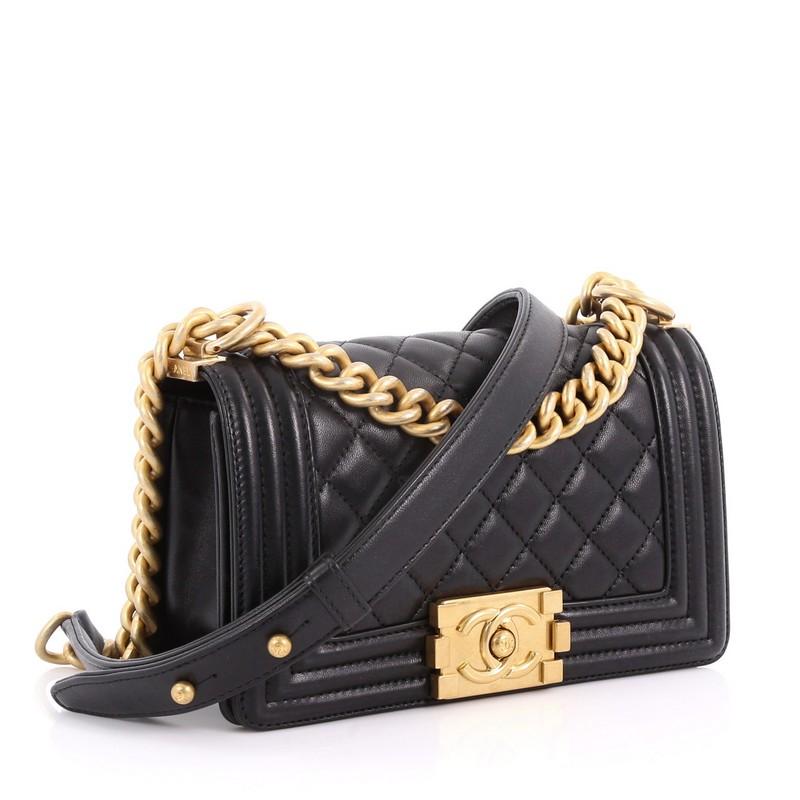 Black Chanel Boy Flap Bag Quilted Calfskin Small
