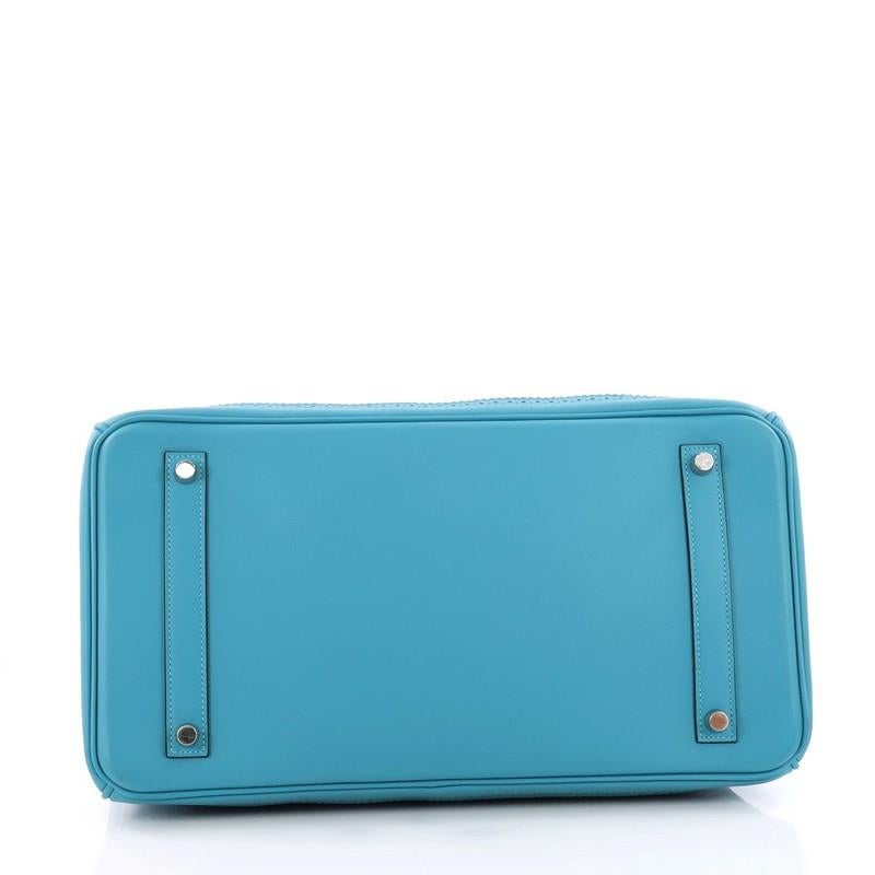 Women's Hermes Birkin Ghillies Handbag Turquoise Togo and Swift with Palladium Hardware