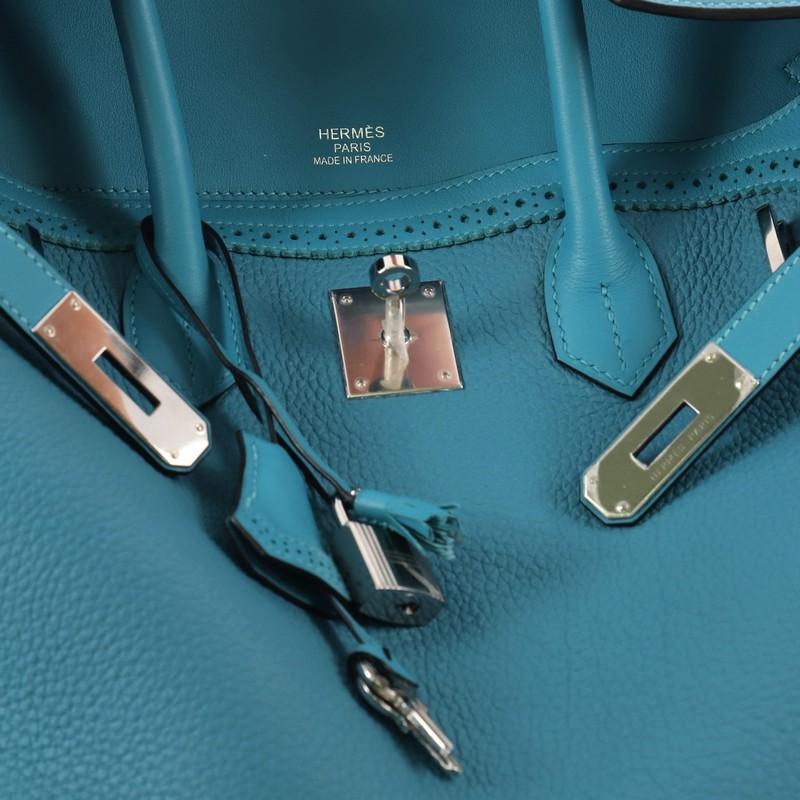 Hermes Birkin Ghillies Handbag Turquoise Togo and Swift with Palladium Hardware 2