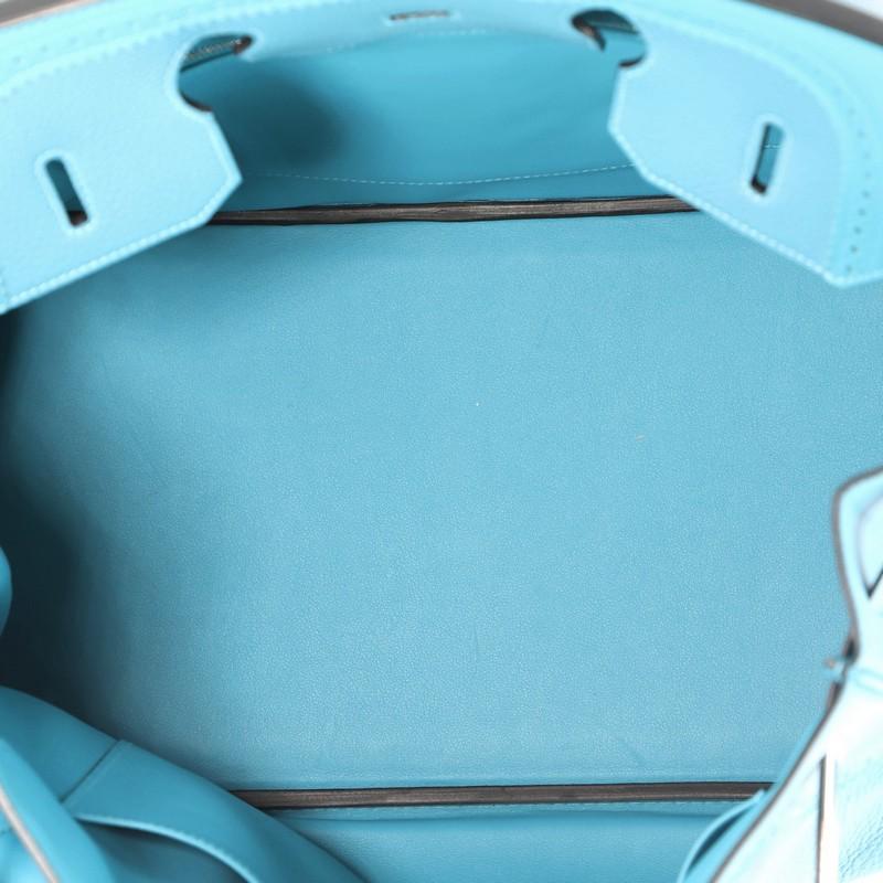 Hermes Birkin Ghillies Handbag Turquoise Togo and Swift with Palladium Hardware 3