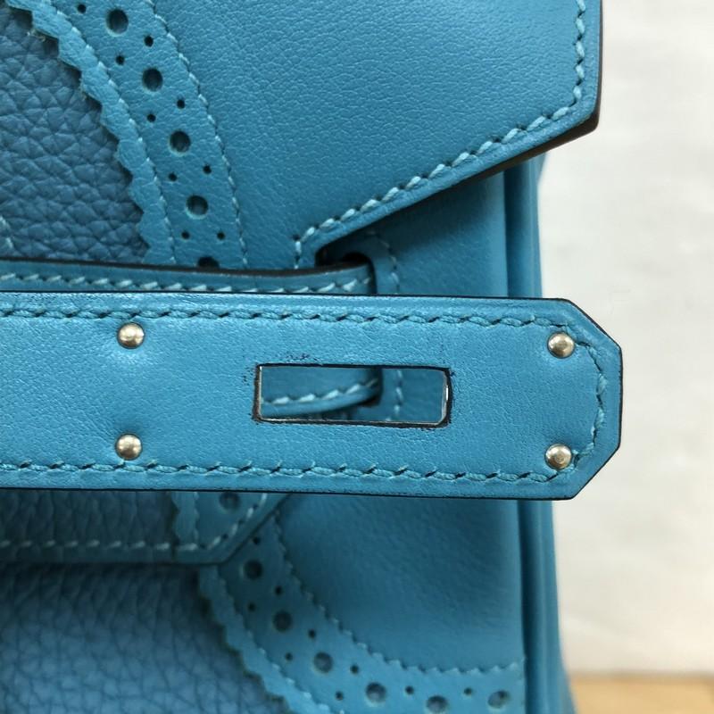 Hermes Birkin Ghillies Handbag Turquoise Togo and Swift with Palladium Hardware 4
