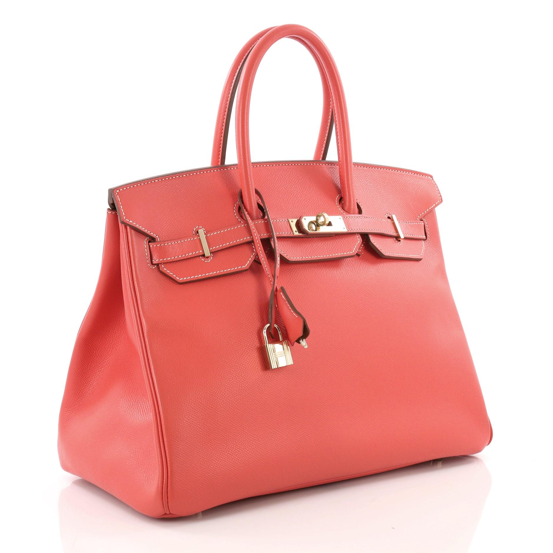 Red Hermes Candy Birkin Handbag Epsom 35