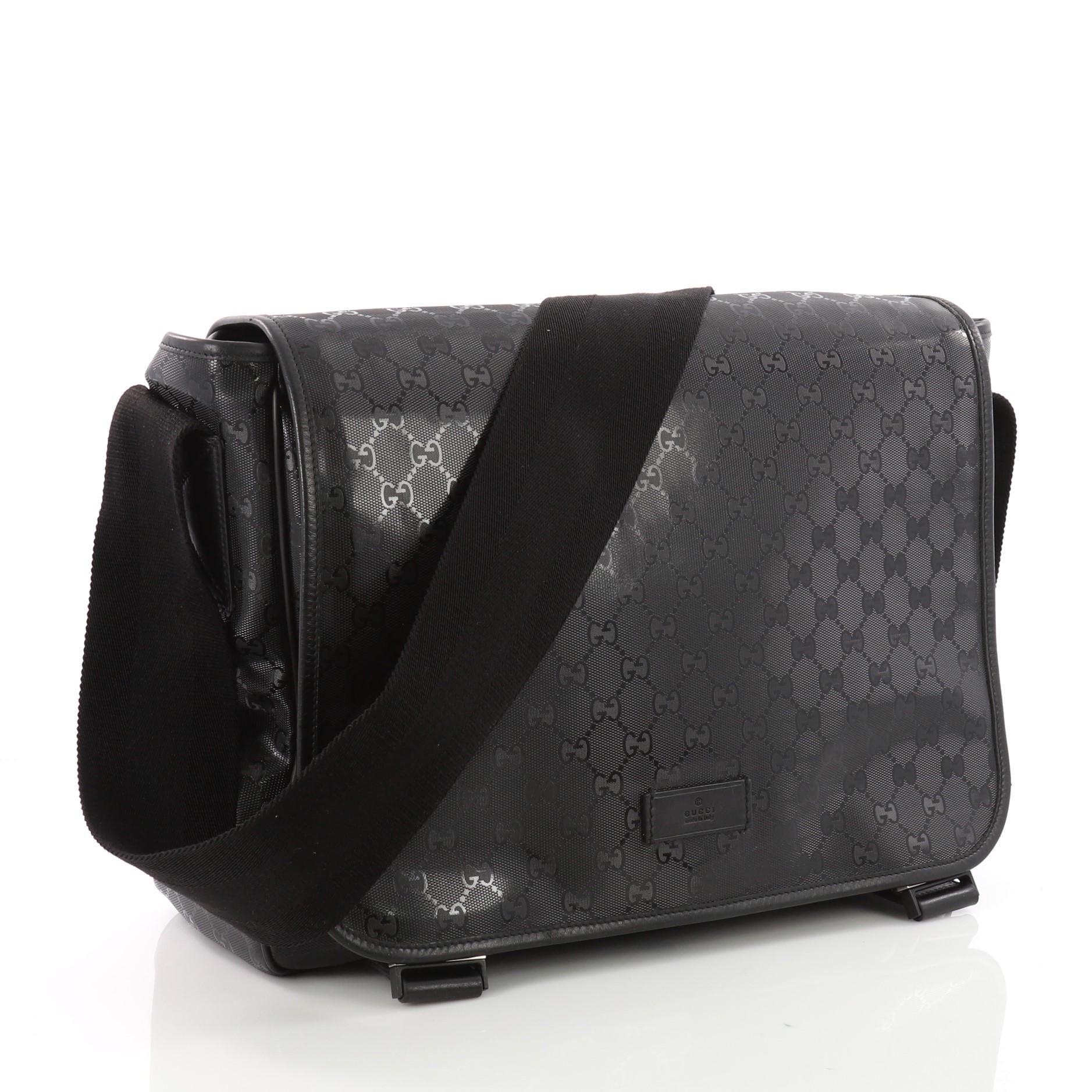 Black Gucci Diaper Flap Bag GG Imprime
