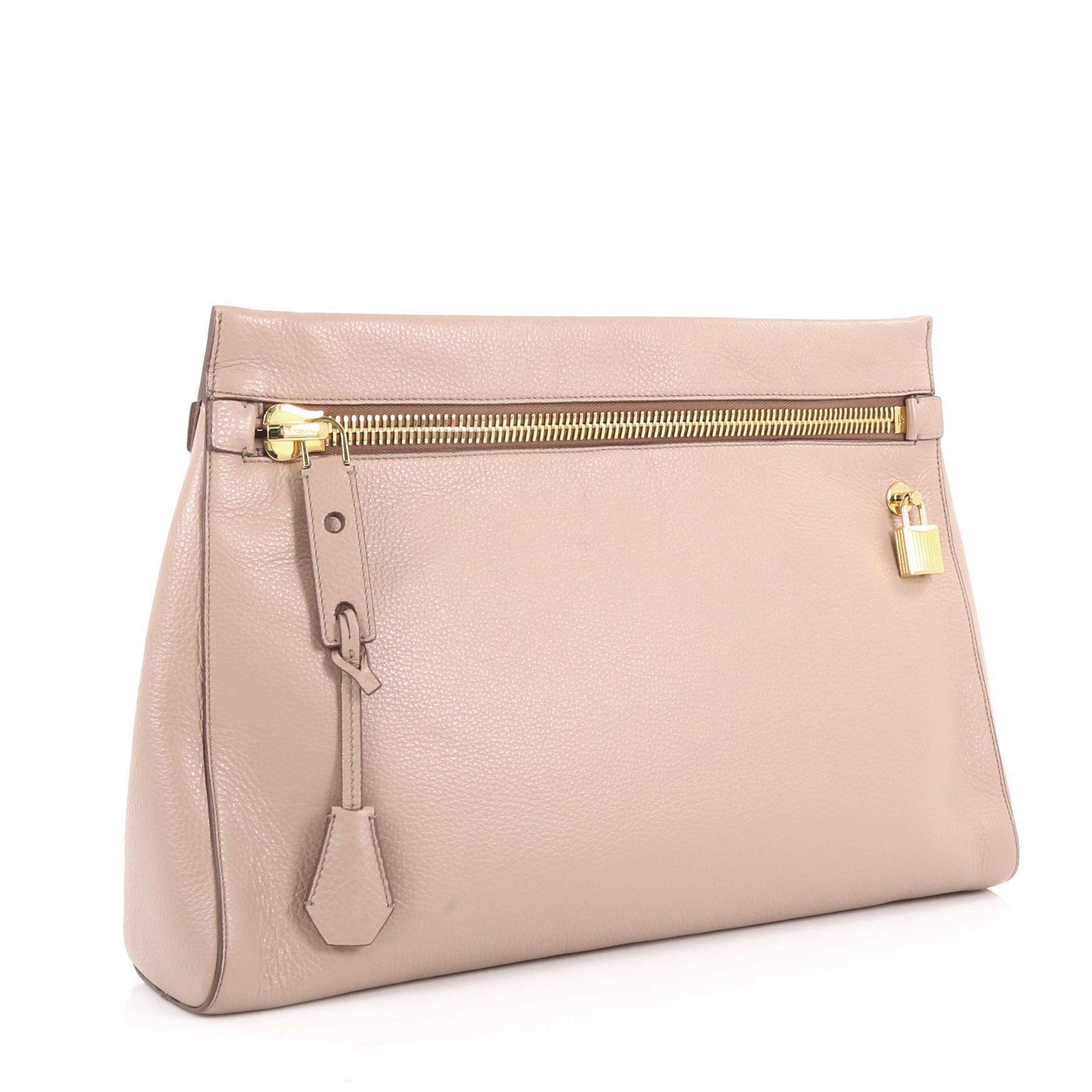 Beige Tom Ford Alix Clutch Leather Small