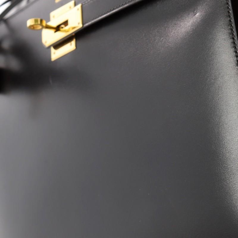 Hermes Kelly Handbag Black Box Calf with Gold Hardware 32 6