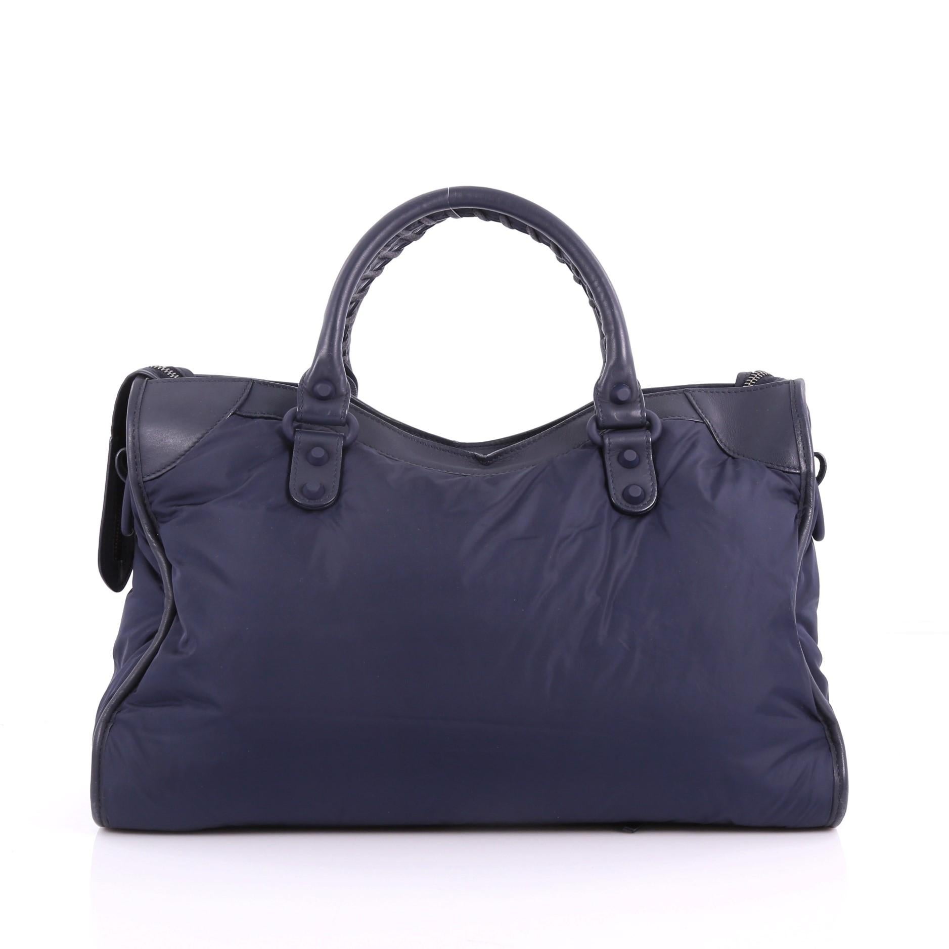 Balenciaga City Classic Studs Handbag Nylon Medium In Good Condition In NY, NY