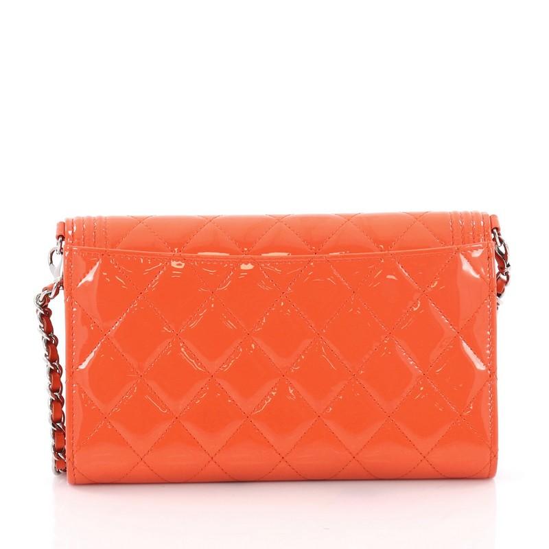 Red Chanel Boy Wallet on Chain NM Quilted Patent Small