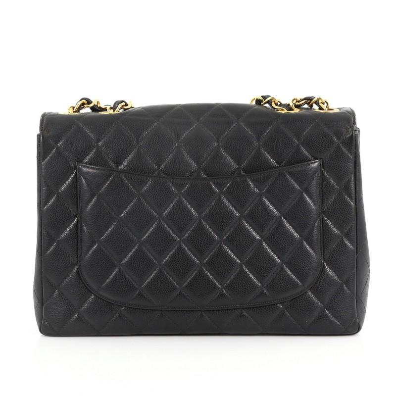 Chanel Vintage Classic Single Flap Bag Quilted Caviar Maxi  In Good Condition In NY, NY