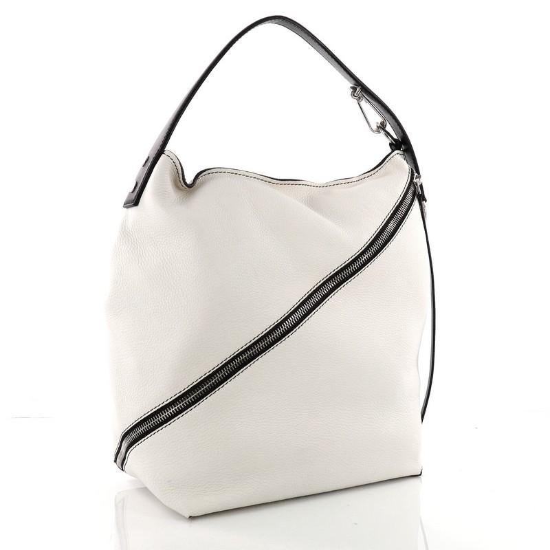 Gray Proenza Schouler Zip Hobo Pebbled Leather Medium