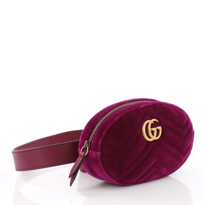 Black Gucci GG Marmont Belt Bag Matelasse Velvet 