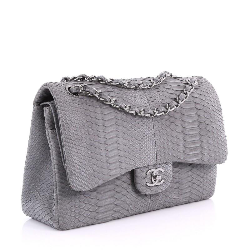 Authentic CHANEL Python Black Flap Bag  Valamode