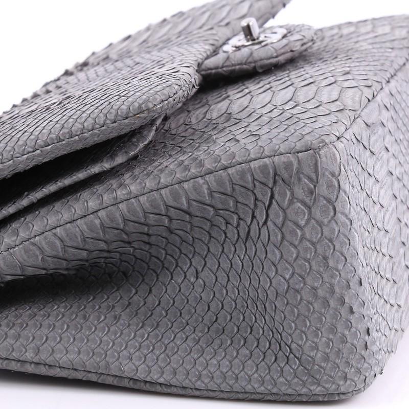 Gray Chanel Classic Double Flap Bag Matte Python Jumbo