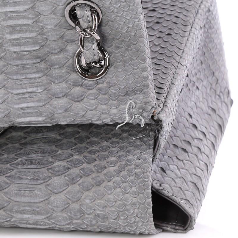 Chanel Classic Double Flap Bag Matte Python Jumbo In Fair Condition In NY, NY