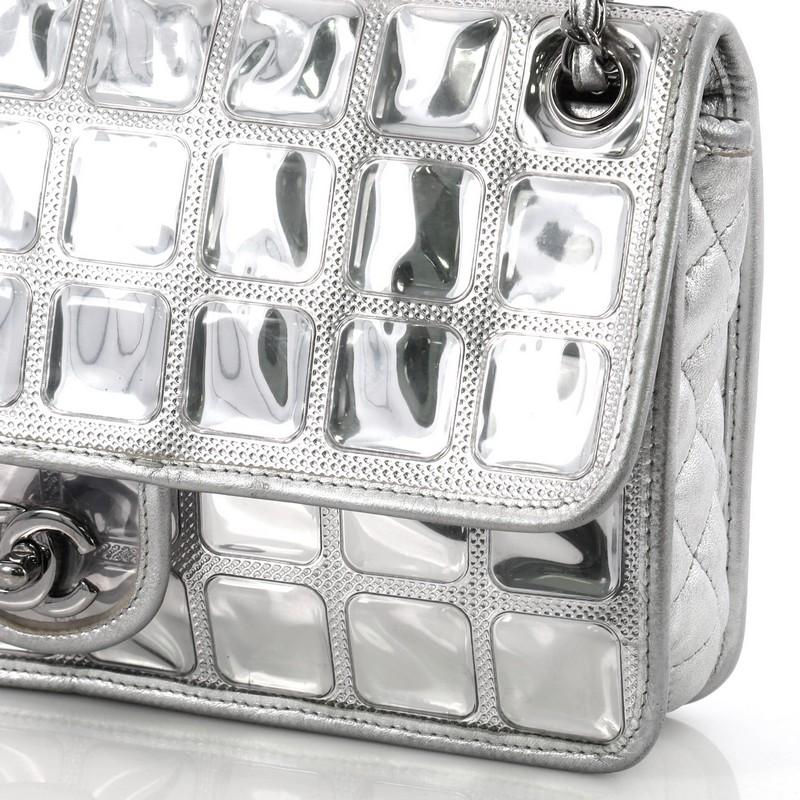 Gray Chanel Ice Cube Flap Bag Quilted Vinyl
